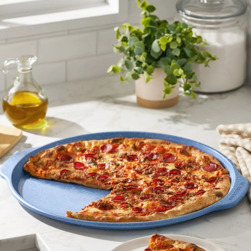 💜 New 2025 The Pioneer Woman Blue Speckled 16 Inch Pizza Pan